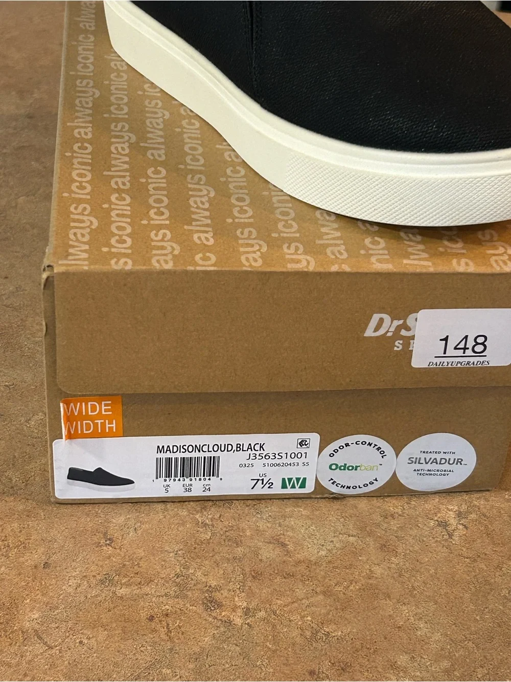 Dr. Scholl's Black Slip-On Platform Sneaker with White Sole